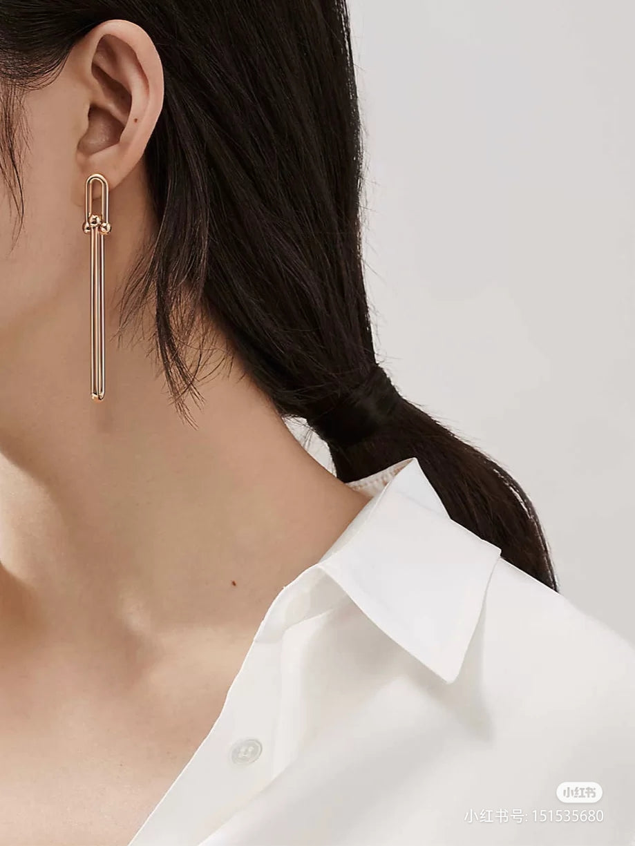 [Resenara Jewelry]HARDWEAR DOUBLE LONG LINK EARRINGS