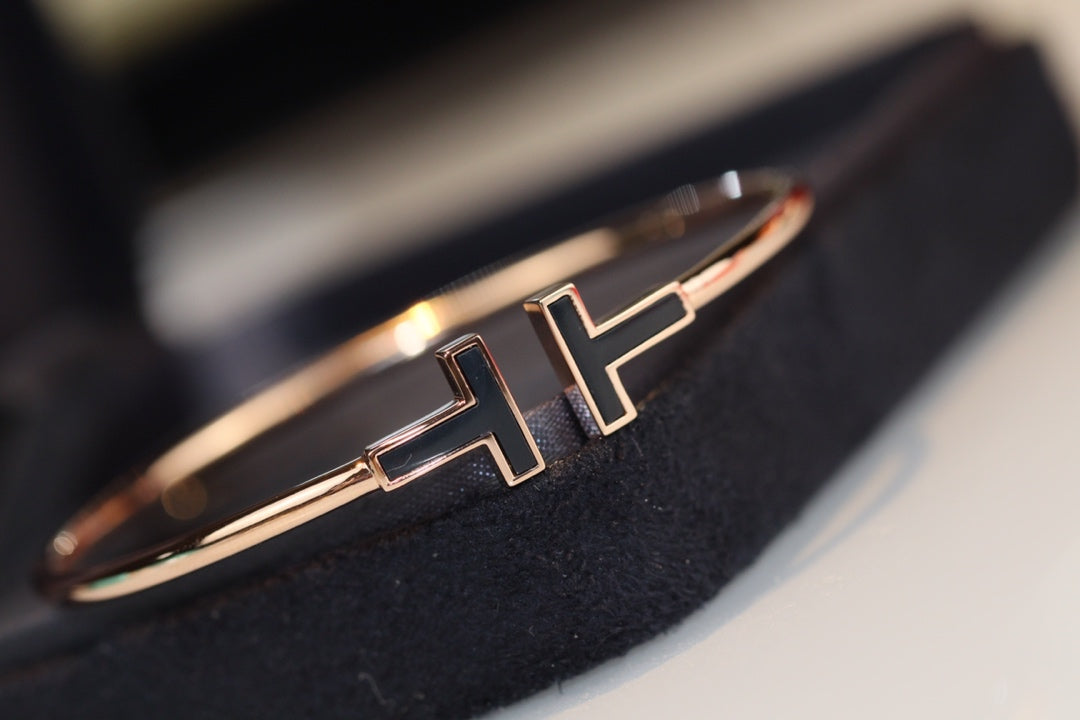 [Resenara Jewelry]T BRACELET 1.8MM ONYX PINK GOLD