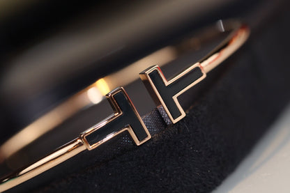 [Resenara Jewelry]T BRACELET 1.8MM ONYX PINK GOLD