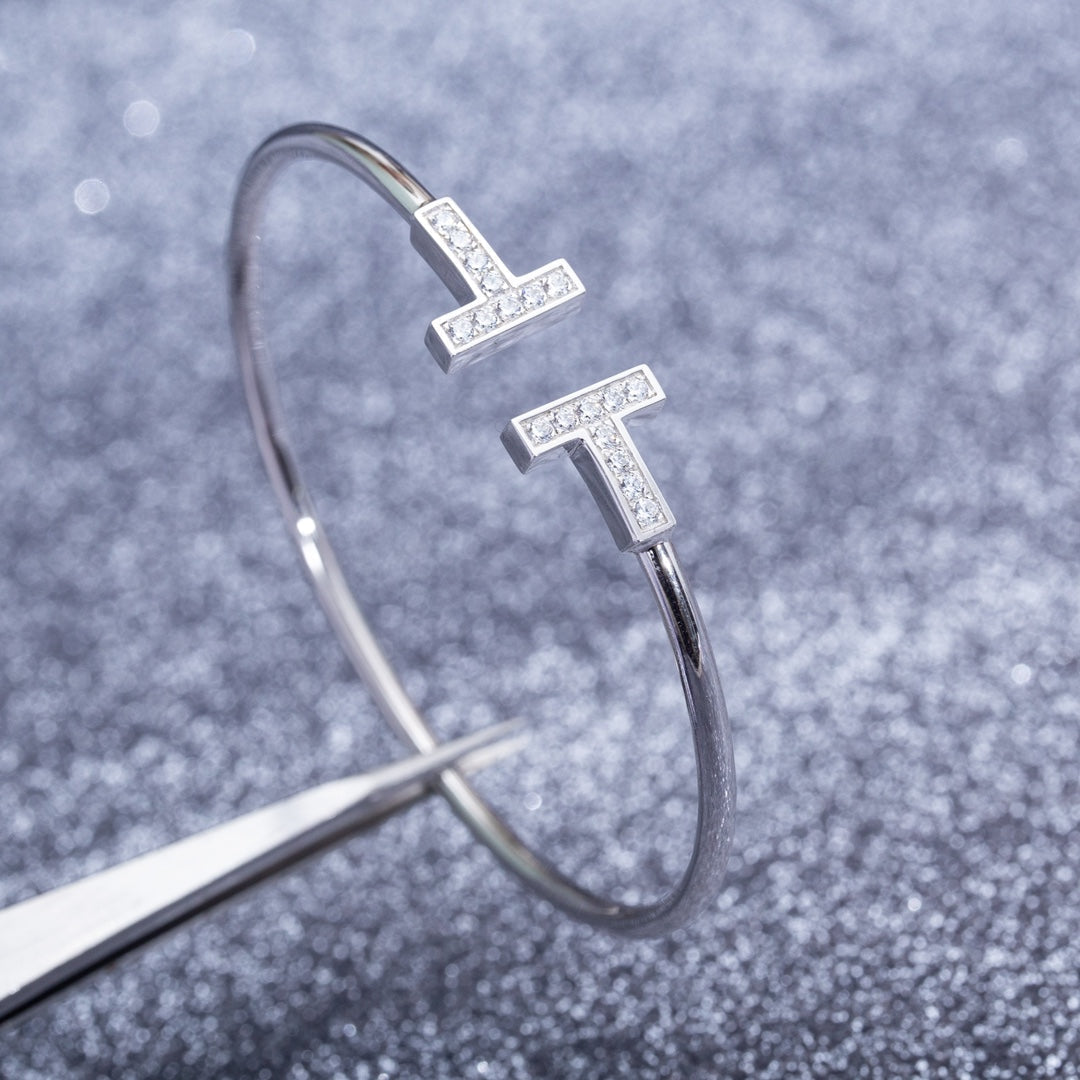 [Resenara Jewelry]T BRACELET 1.8MM DIAMOND SILVER