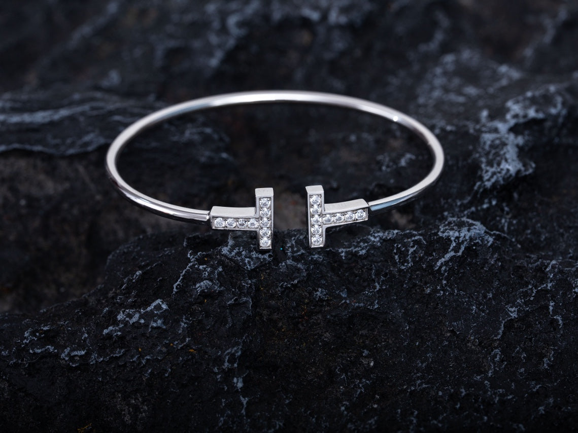 [Resenara Jewelry]T BRACELET 1.8MM DIAMOND SILVER