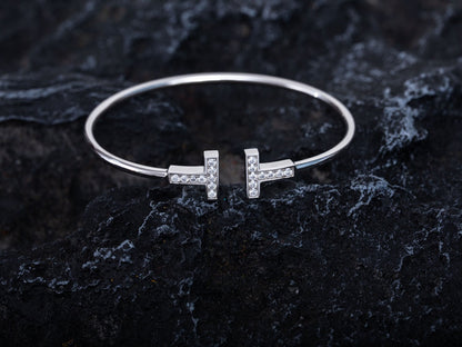 [Resenara Jewelry]T BRACELET 1.8MM DIAMOND SILVER