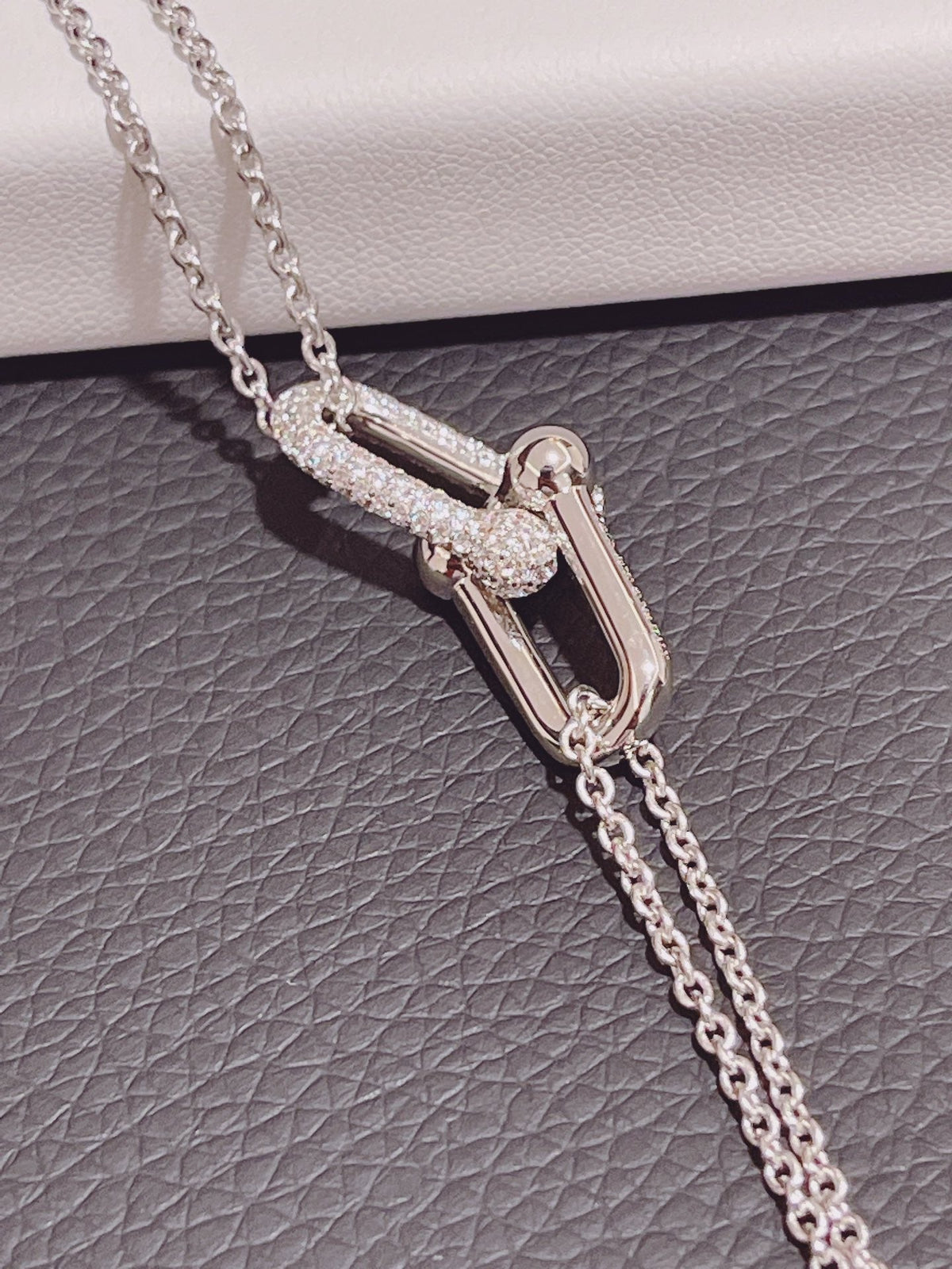 [Resenara Jewelry]HARDWEAR DOUBLE LINK PEDANT SILVER DIAMOND NECKLACE