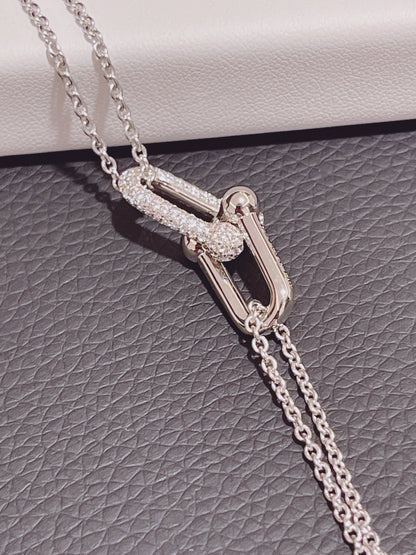 [Resenara Jewelry]HARDWEAR DOUBLE LINK PEDANT SILVER DIAMOND NECKLACE