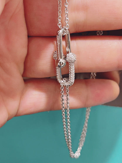 [Resenara Jewelry]HARDWEAR DOUBLE LINK PEDANT SILVER DIAMOND NECKLACE