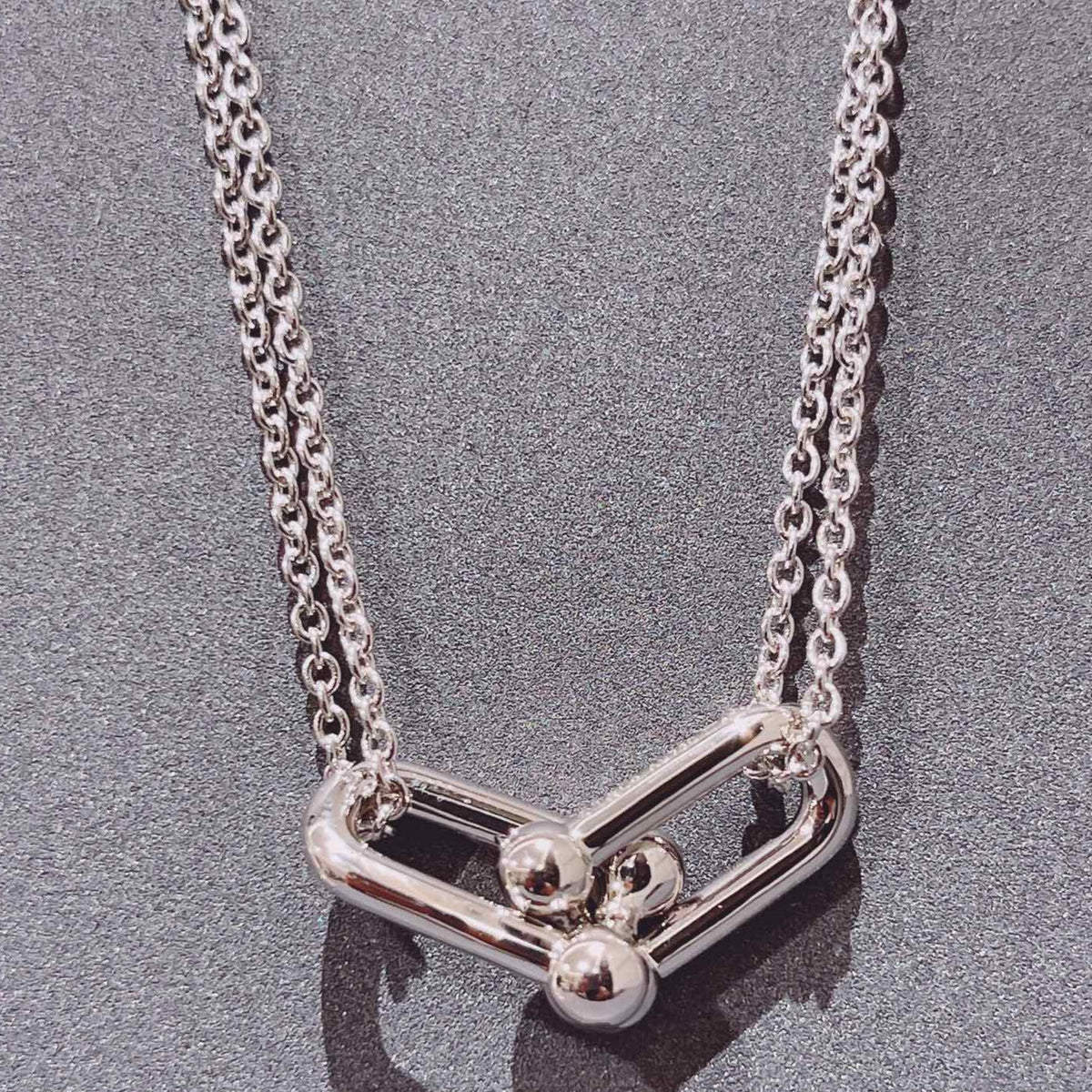 [Resenara Jewelry]HARDWEAR DOUBLE LINK PEDANT SILVER NECKLACE