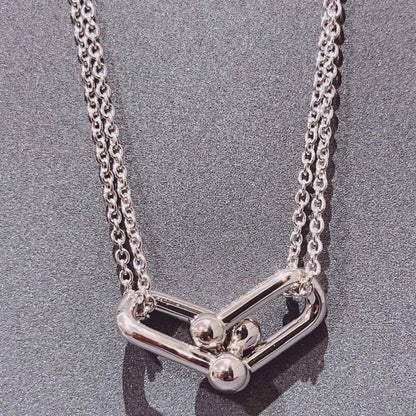 [Resenara Jewelry]HARDWEAR DOUBLE LINK PEDANT SILVER NECKLACE