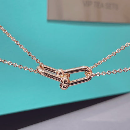 [Resenara Jewelry]HARDWEAR DOUBLE LINK PEDANT PINK GOLD NECKLACE