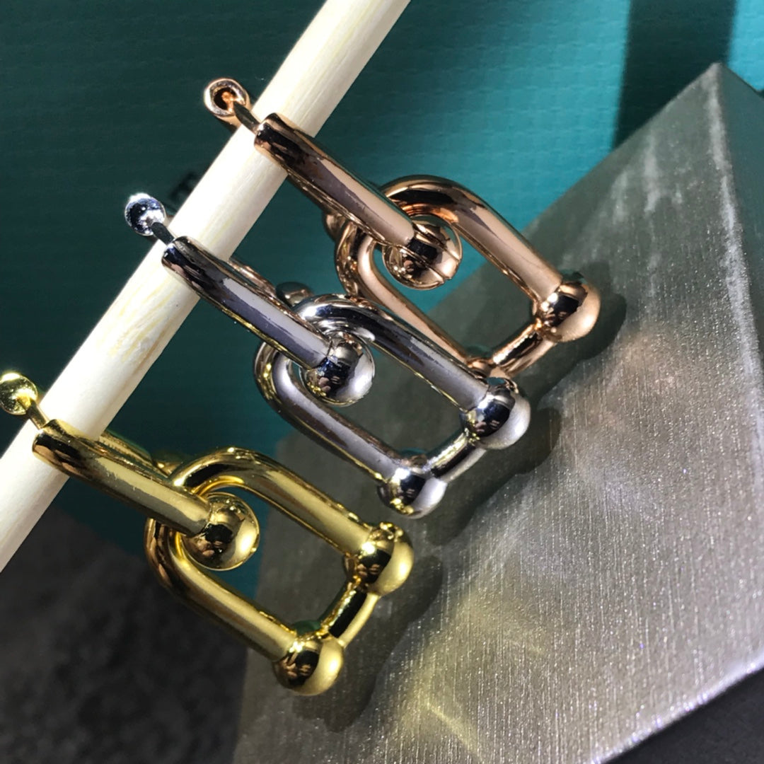 [Resenara Jewelry]HARDWARE DROP EARRINGS DOUBLE LINK
