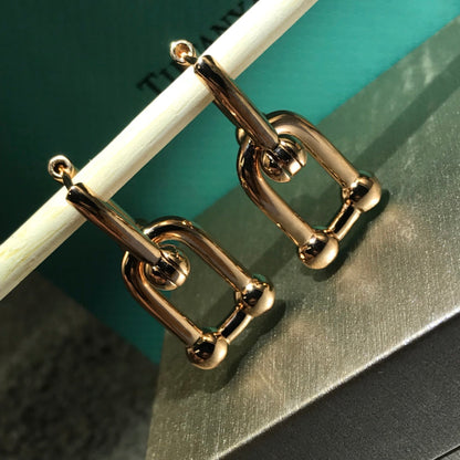 [Resenara Jewelry]HARDWARE DROP EARRINGS DOUBLE LINK