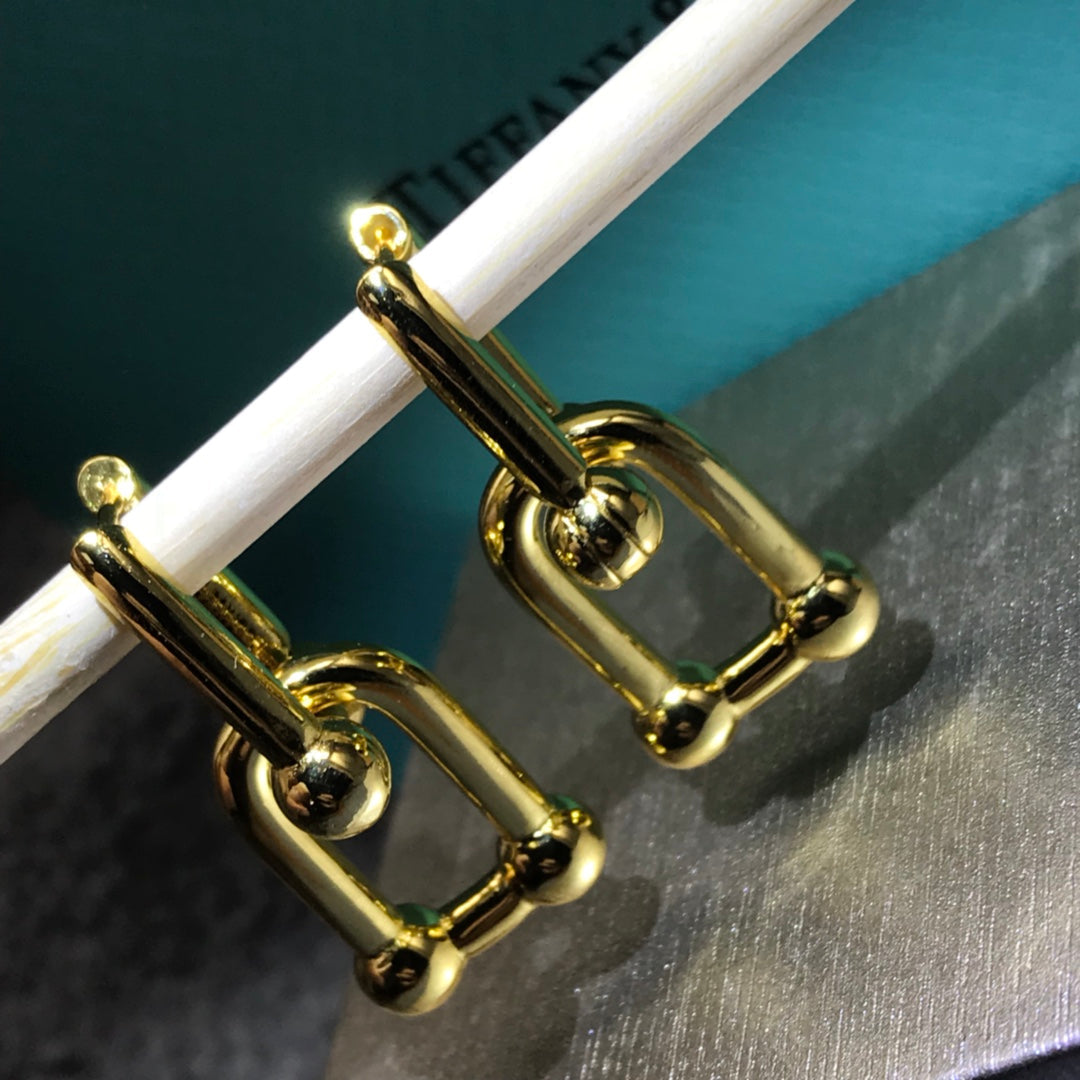 [Resenara Jewelry]HARDWARE DROP EARRINGS DOUBLE LINK