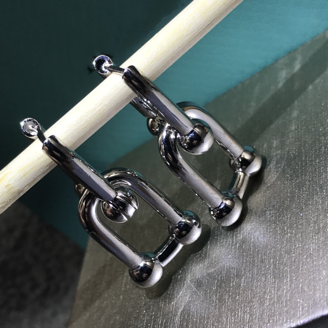 [Resenara Jewelry]HARDWARE DROP EARRINGS DOUBLE LINK