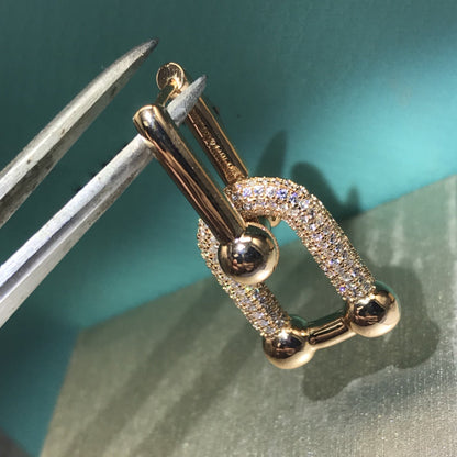 [Resenara Jewelry]HARDWARE DROP EARRINGS DOUBLE LINK DIAMOND