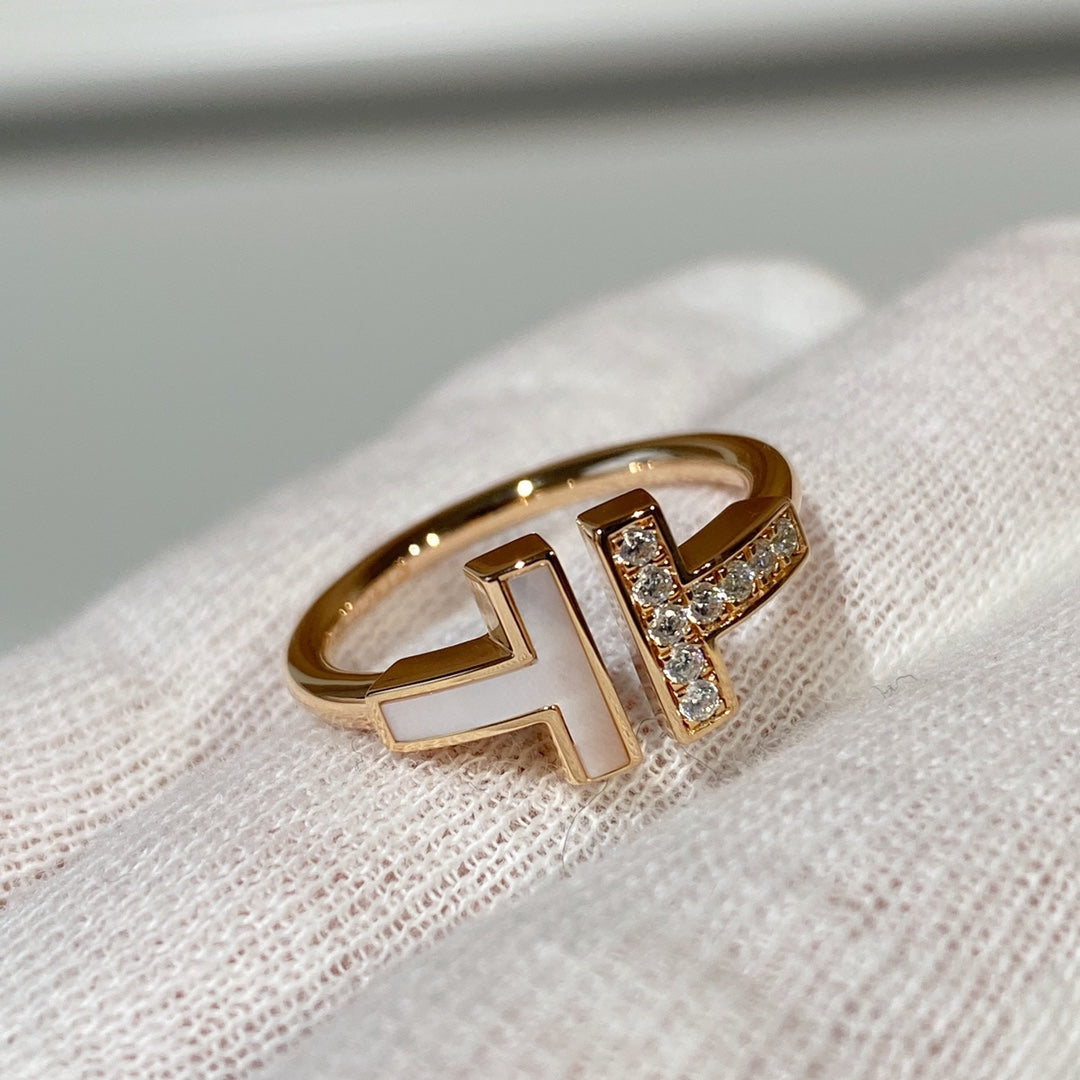 [Resenara Jewelry]T WIRE MOP DIAMOND RING PINK GOLD