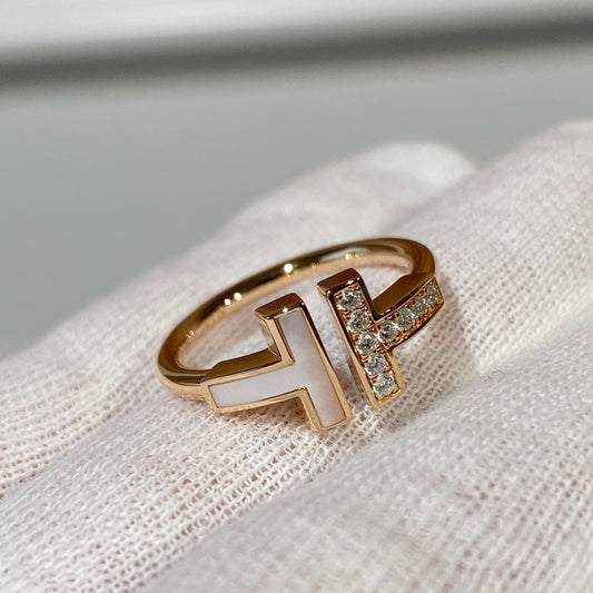 [Resenara Jewelry]T WIRE MOP DIAMOND RING PINK GOLD