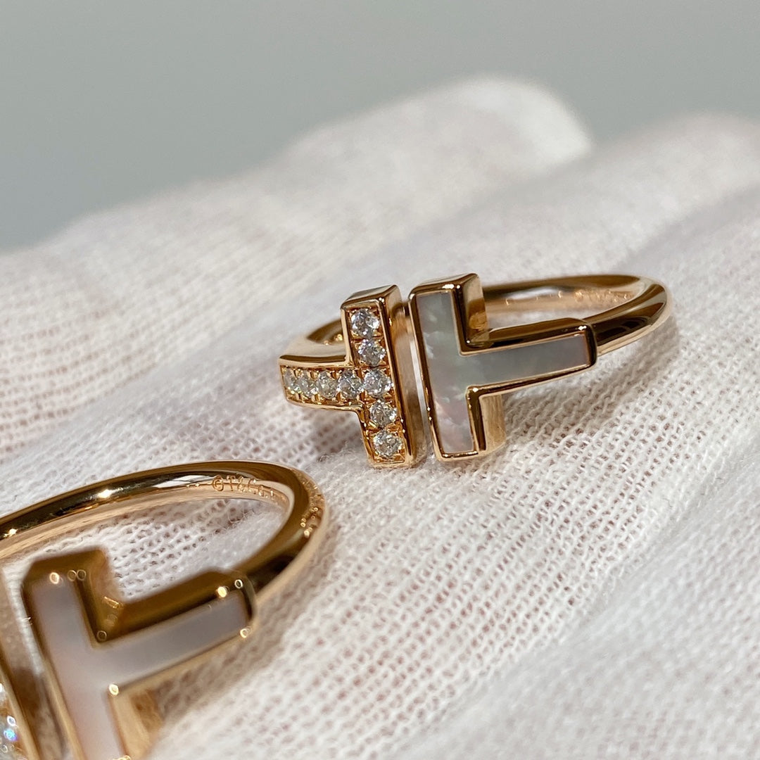 [Resenara Jewelry]T WIRE MOP DIAMOND RING PINK GOLD
