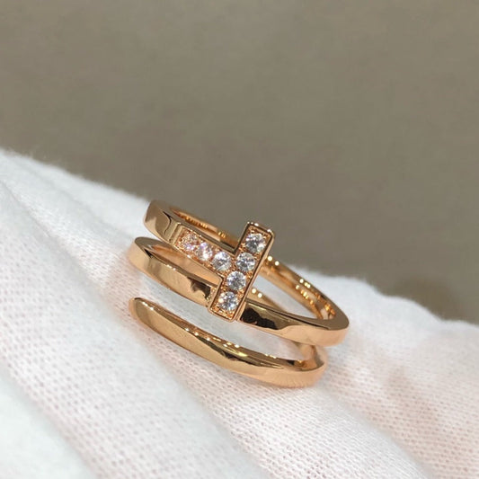 [Resenara Jewelry]T WIRE DOUBLE ROWS RING PINK GOLD