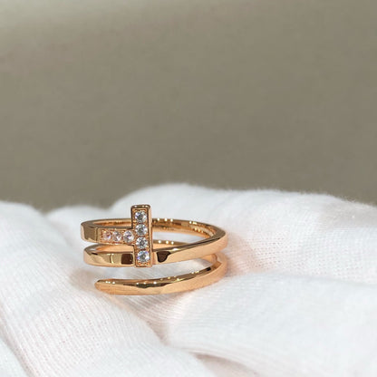 [Resenara Jewelry]T WIRE DOUBLE ROWS RING PINK GOLD