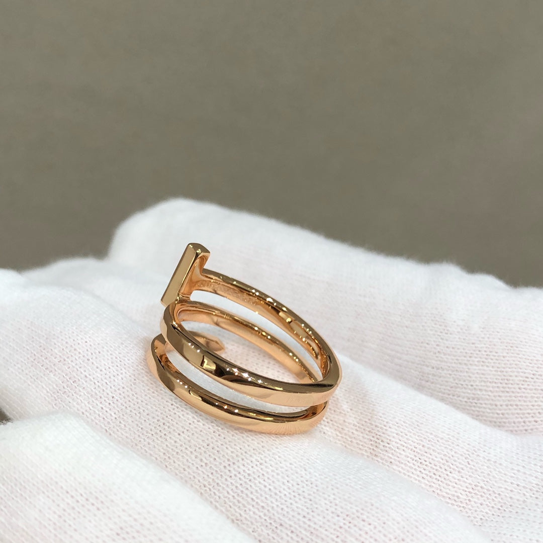 [Resenara Jewelry]T WIRE DOUBLE ROWS RING PINK GOLD
