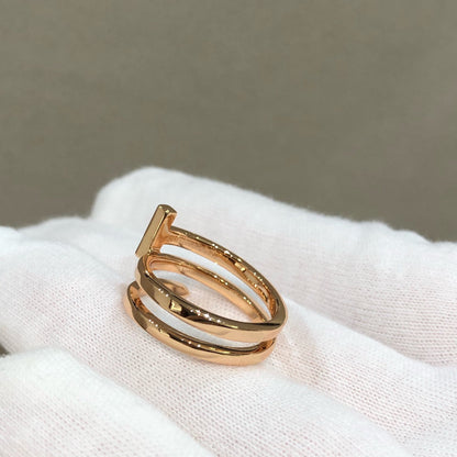 [Resenara Jewelry]T WIRE DOUBLE ROWS RING PINK GOLD