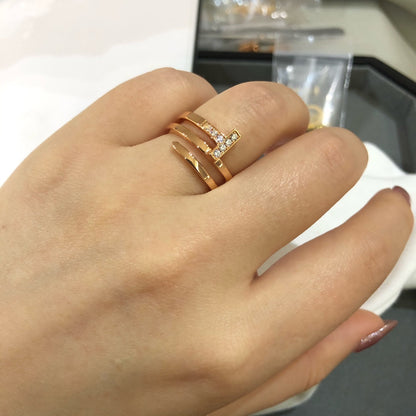 [Resenara Jewelry]T WIRE DOUBLE ROWS RING PINK GOLD