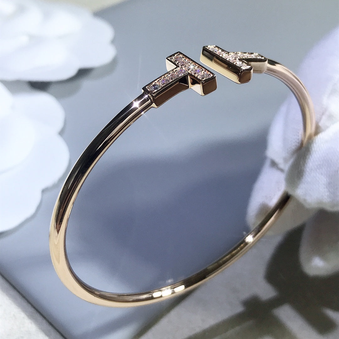 [Resenara Jewelry]T BRACELET PINK GOLD 1.8MM DIAMOND