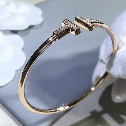 [Resenara Jewelry]T BRACELET PINK GOLD 1.8MM DIAMOND
