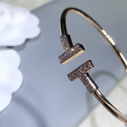 [Resenara Jewelry]T BRACELET PINK GOLD 1.8MM DIAMOND