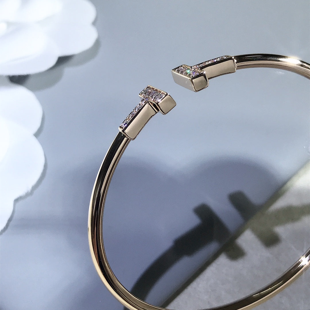 [Resenara Jewelry]T BRACELET PINK GOLD 1.8MM DIAMOND