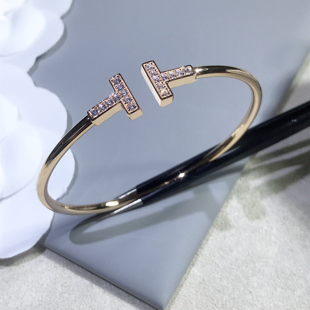 [Resenara Jewelry]T BRACELET PINK GOLD 1.8MM DIAMOND