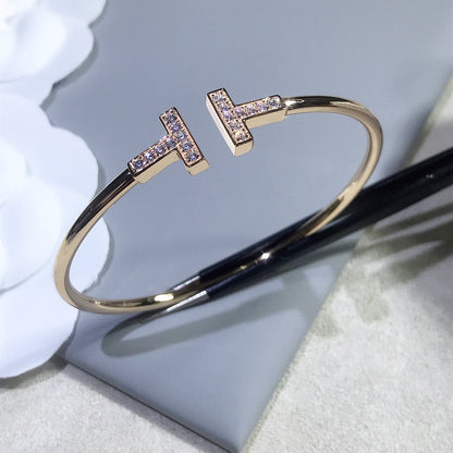 [Resenara Jewelry]T BRACELET PINK GOLD 1.8MM DIAMOND