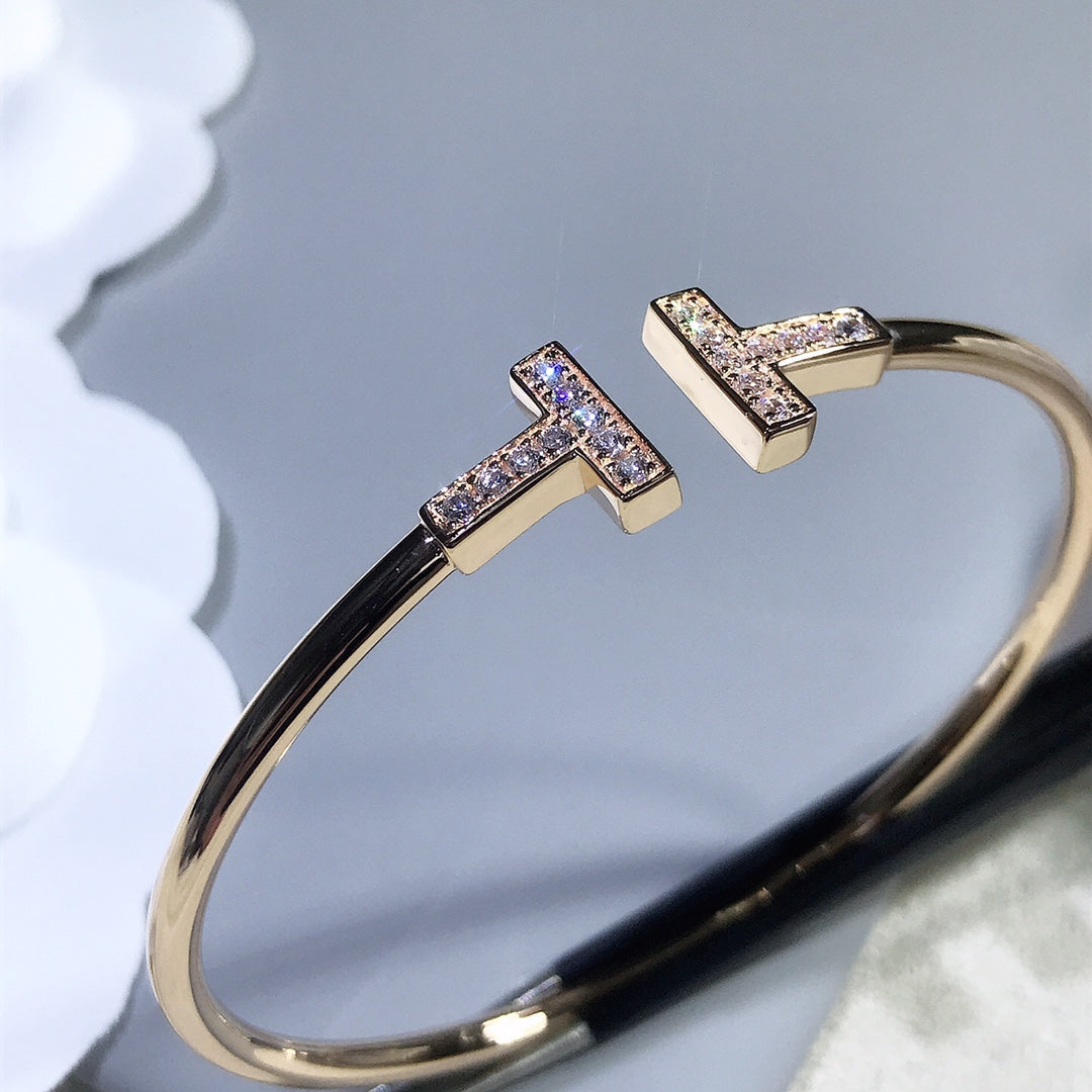 [Resenara Jewelry]T BRACELET PINK GOLD 1.8MM DIAMOND