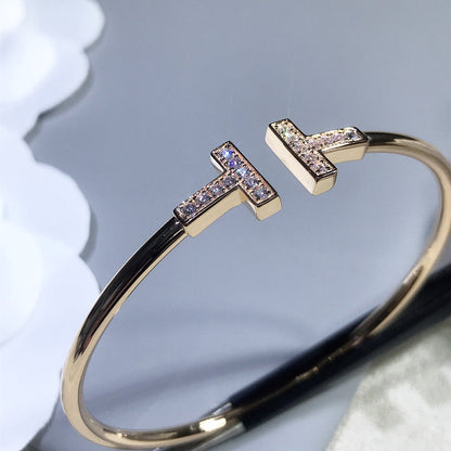 [Resenara Jewelry]T BRACELET PINK GOLD 1.8MM DIAMOND