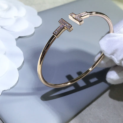 [Resenara Jewelry]T BRACELET PINK GOLD 1.8MM DIAMOND