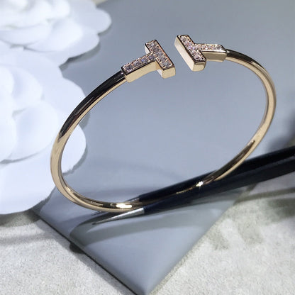 [Resenara Jewelry]T BRACELET PINK GOLD 1.8MM DIAMOND