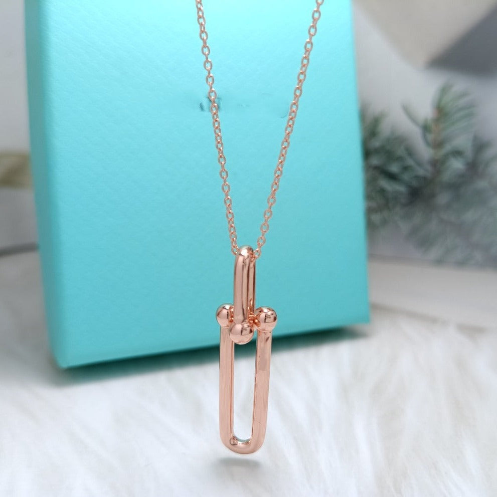 [Resenara Jewelry]HARDWEAR DROP DOUBLE LINK PEDANT NECKLACE