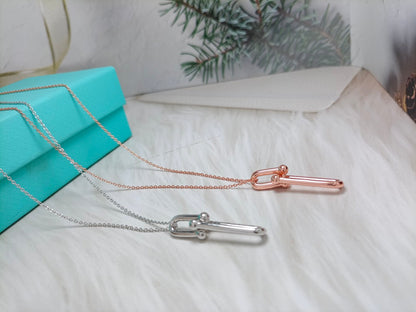 [Resenara Jewelry]HARDWEAR DROP DOUBLE LINK PEDANT NECKLACE