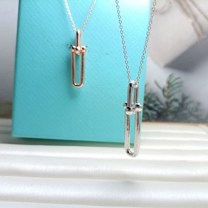 [Resenara Jewelry]HARDWEAR DROP DOUBLE LINK PEDANT NECKLACE