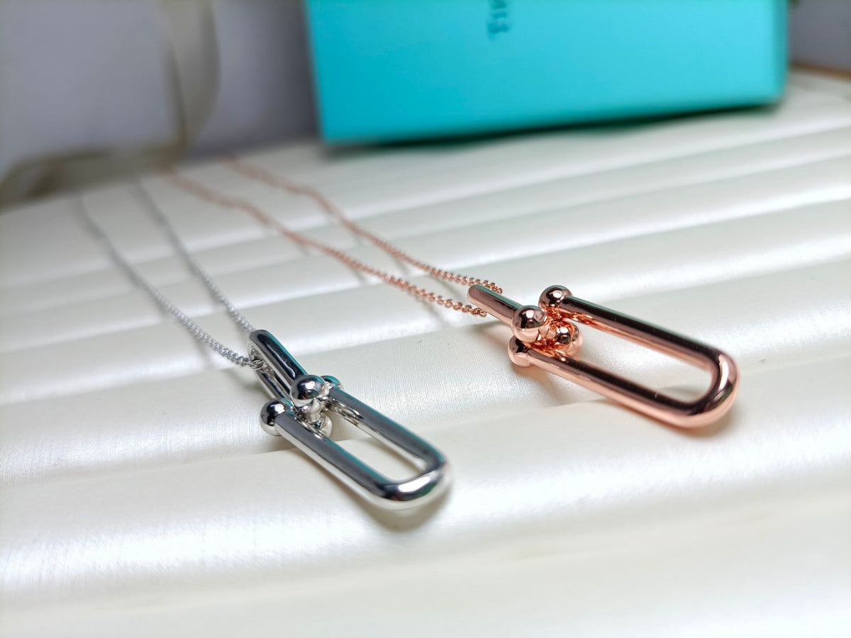 [Resenara Jewelry]HARDWEAR DROP DOUBLE LINK PEDANT NECKLACE
