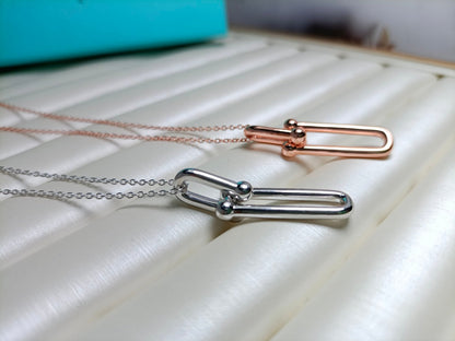 [Resenara Jewelry]HARDWEAR DROP DOUBLE LINK PEDANT NECKLACE