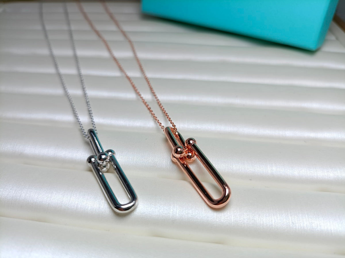 [Resenara Jewelry]HARDWEAR DROP DOUBLE LINK PEDANT NECKLACE