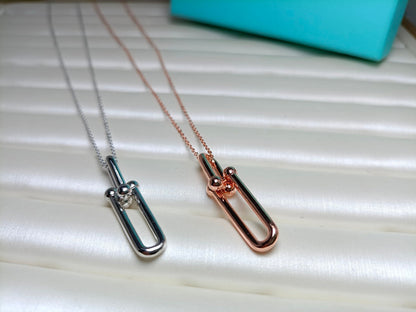 [Resenara Jewelry]HARDWEAR DROP DOUBLE LINK PEDANT NECKLACE