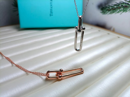 [Resenara Jewelry]HARDWEAR DROP DOUBLE LINK PEDANT NECKLACE