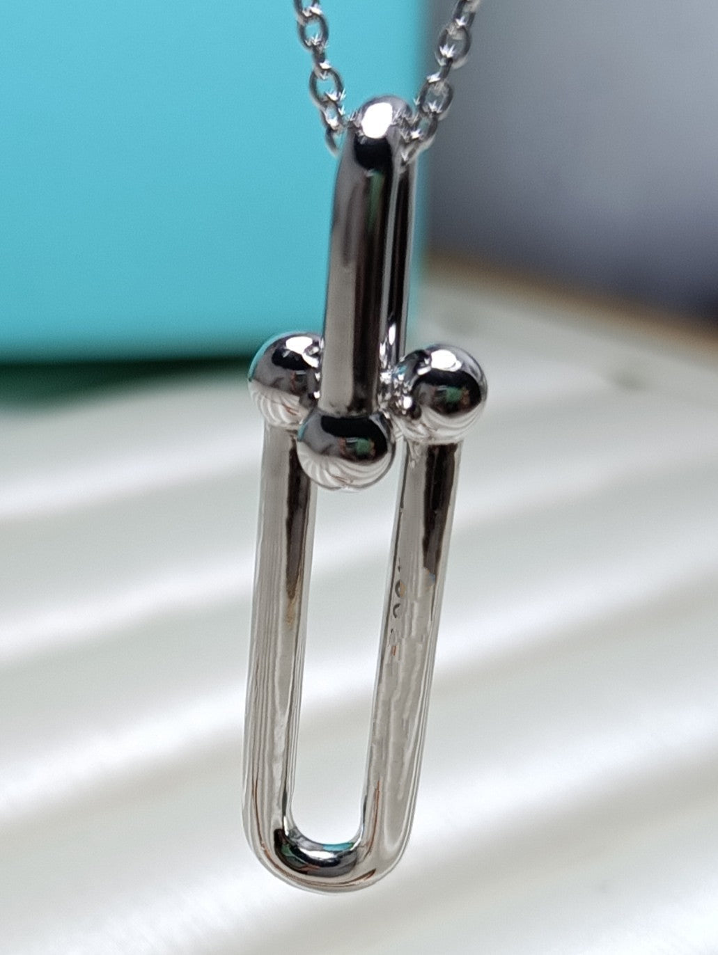 [Resenara Jewelry]HARDWEAR DROP DOUBLE LINK PEDANT NECKLACE