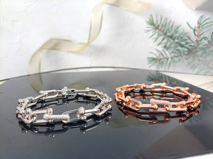 [Resenara Jewelry]HARDWEAR BRACELET PINK GOLD AND SILVER DIAMOND