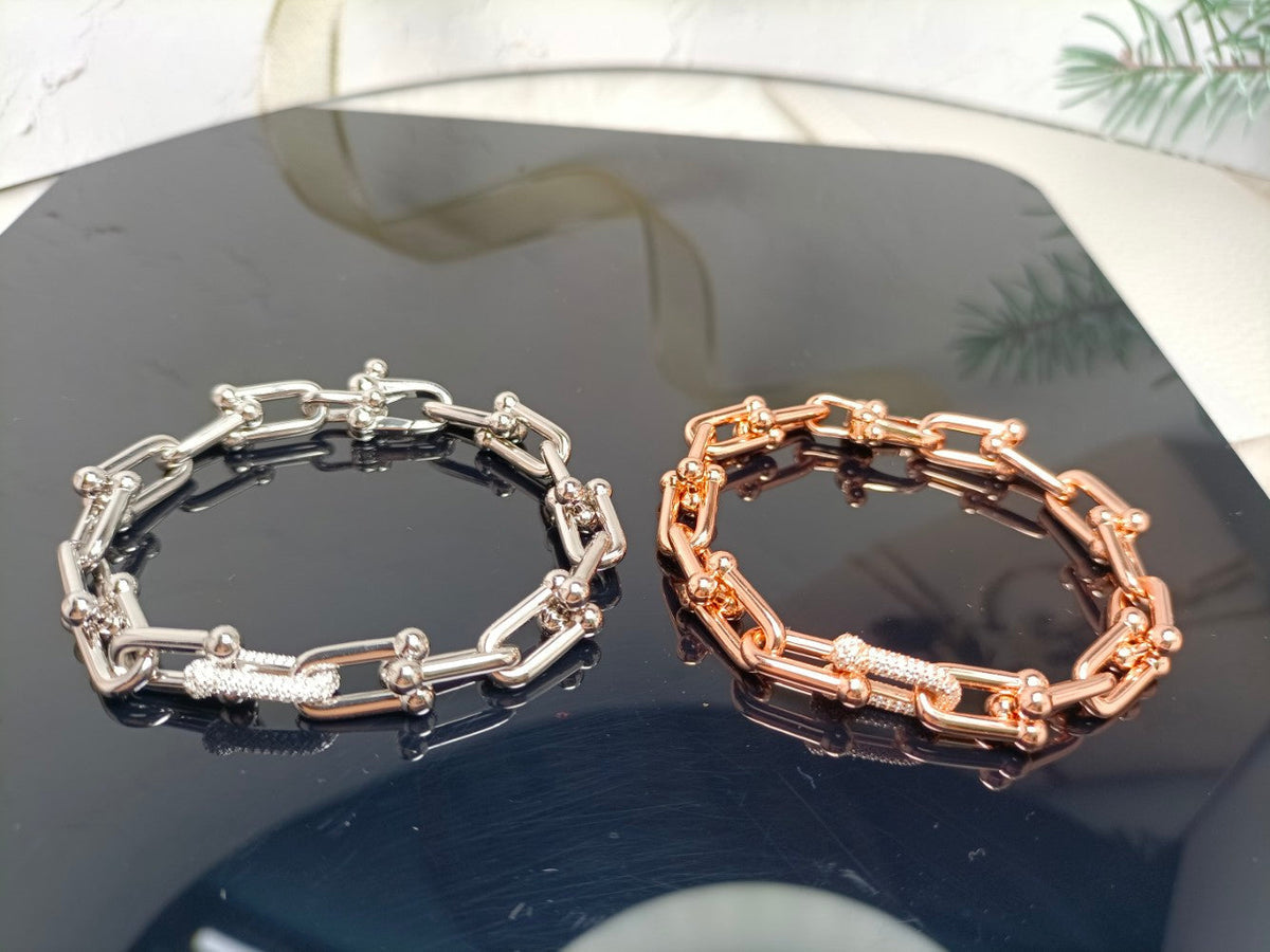 [Resenara Jewelry]HARDWEAR BRACELET PINK GOLD AND SILVER DIAMOND
