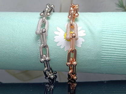 [Resenara Jewelry]HARDWEAR BRACELET PINK GOLD AND SILVER DIAMOND