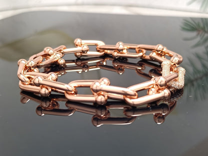 [Resenara Jewelry]HARDWEAR BRACELET PINK GOLD AND SILVER DIAMOND