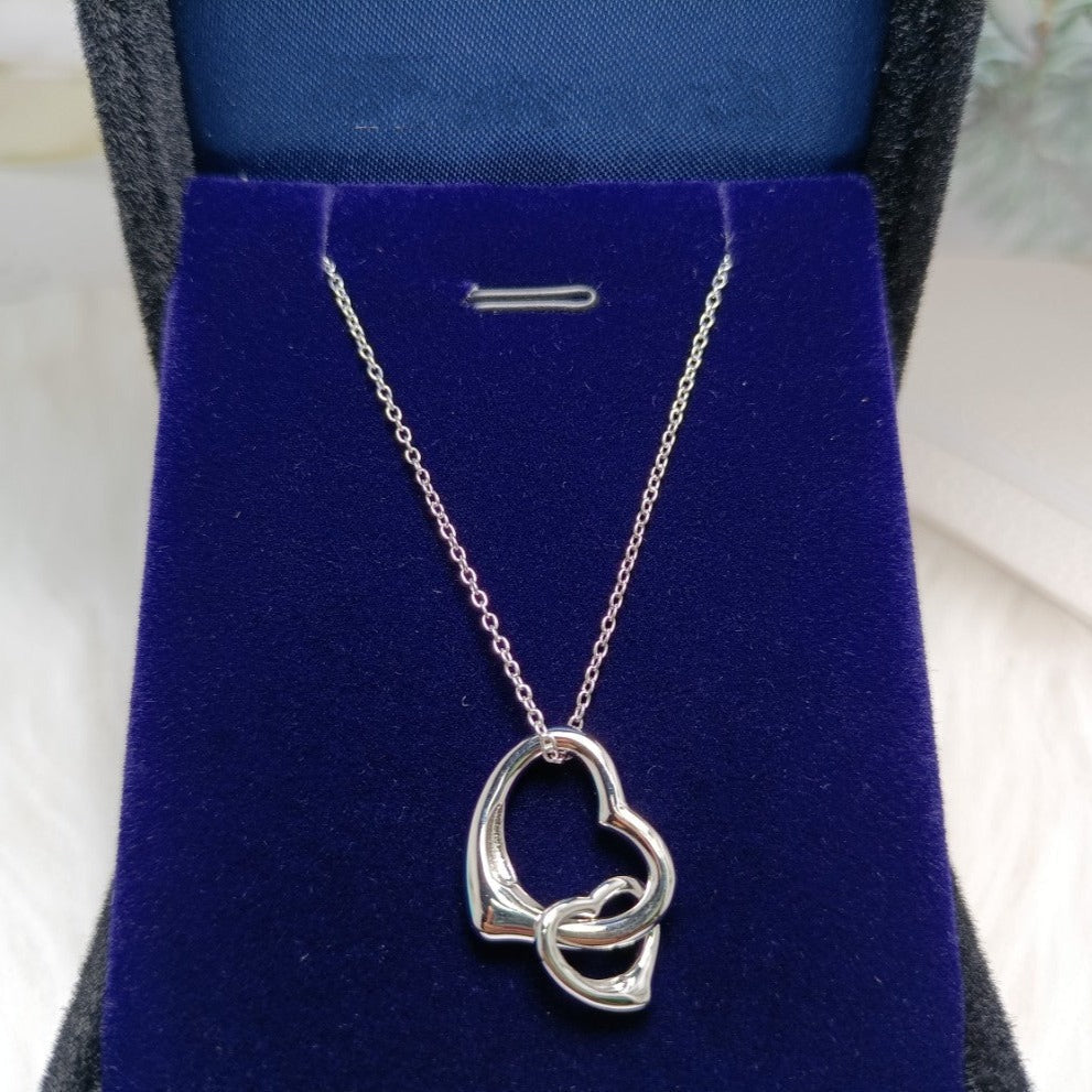[Resenara Jewelry]DOUBLE HEART SILVER NECKLACE