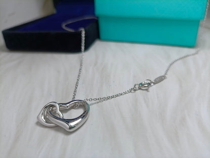 [Resenara Jewelry]DOUBLE HEART SILVER NECKLACE